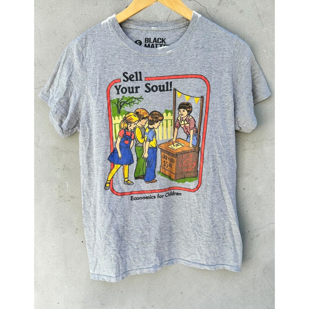 Threadless Black Matter Sell Your Soul Economics For Children Graphic T-Shirt S